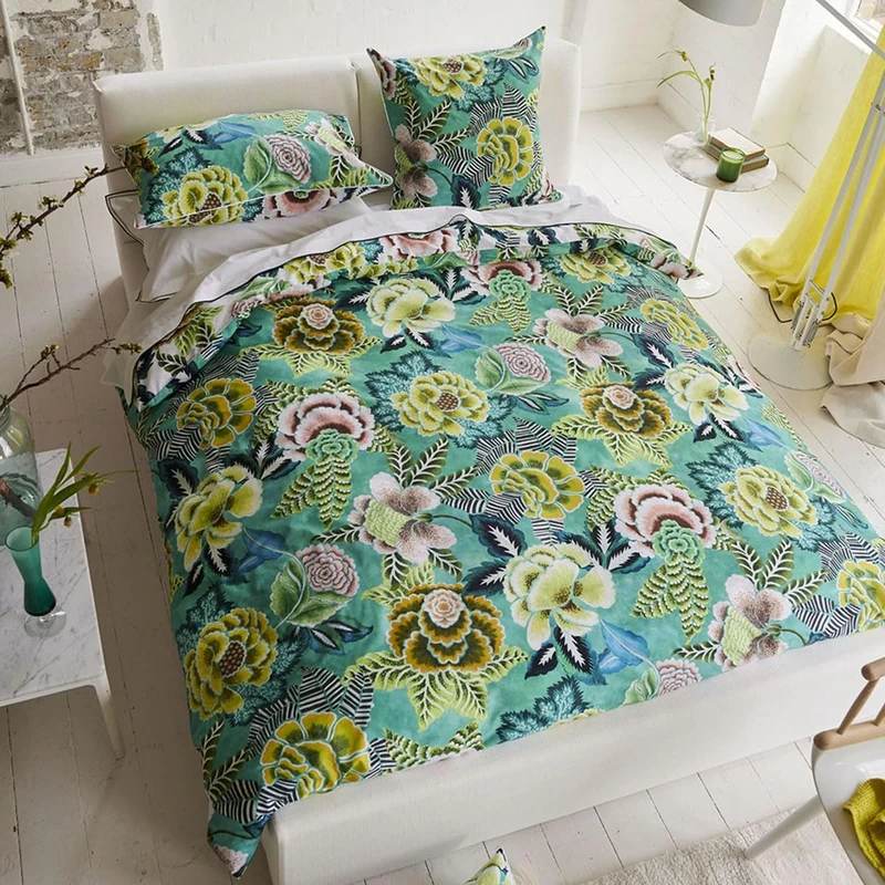 Duvet Cover, Rose DE Damask Jade, 240 x 220 cm, Designers Guild