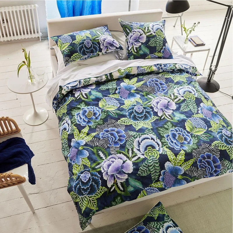 Duvet Cover, Rose DE Damask Indigo, 200 x 200 cm, Designers Guild