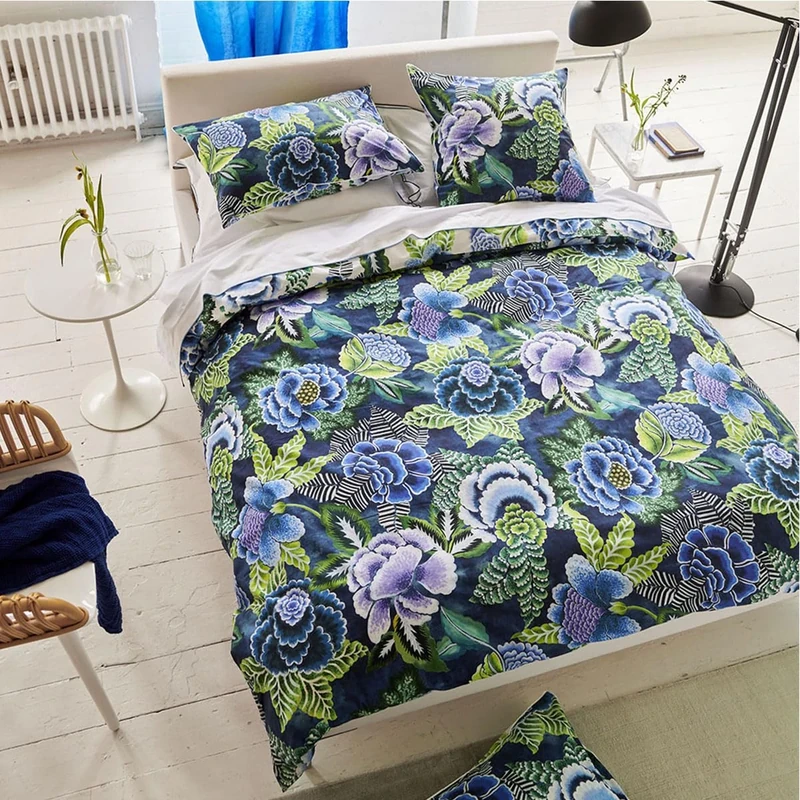 Duvet Cover, Rose DE Damask Indigo, 240 x 220 cm, Designers Guild