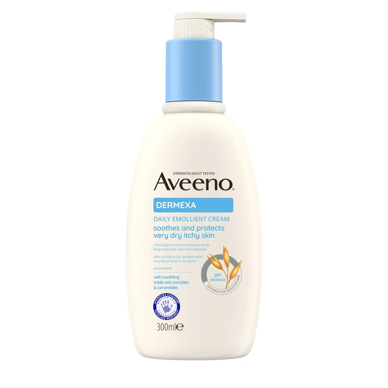 Aveeno Dermexa Daily Emollient Cream (1x 300ml), Emollient Cream Enriched with Triple Oat Complex and Ceramides, Soothing Relief from Dry, Itchy Skin Prone to Eczema