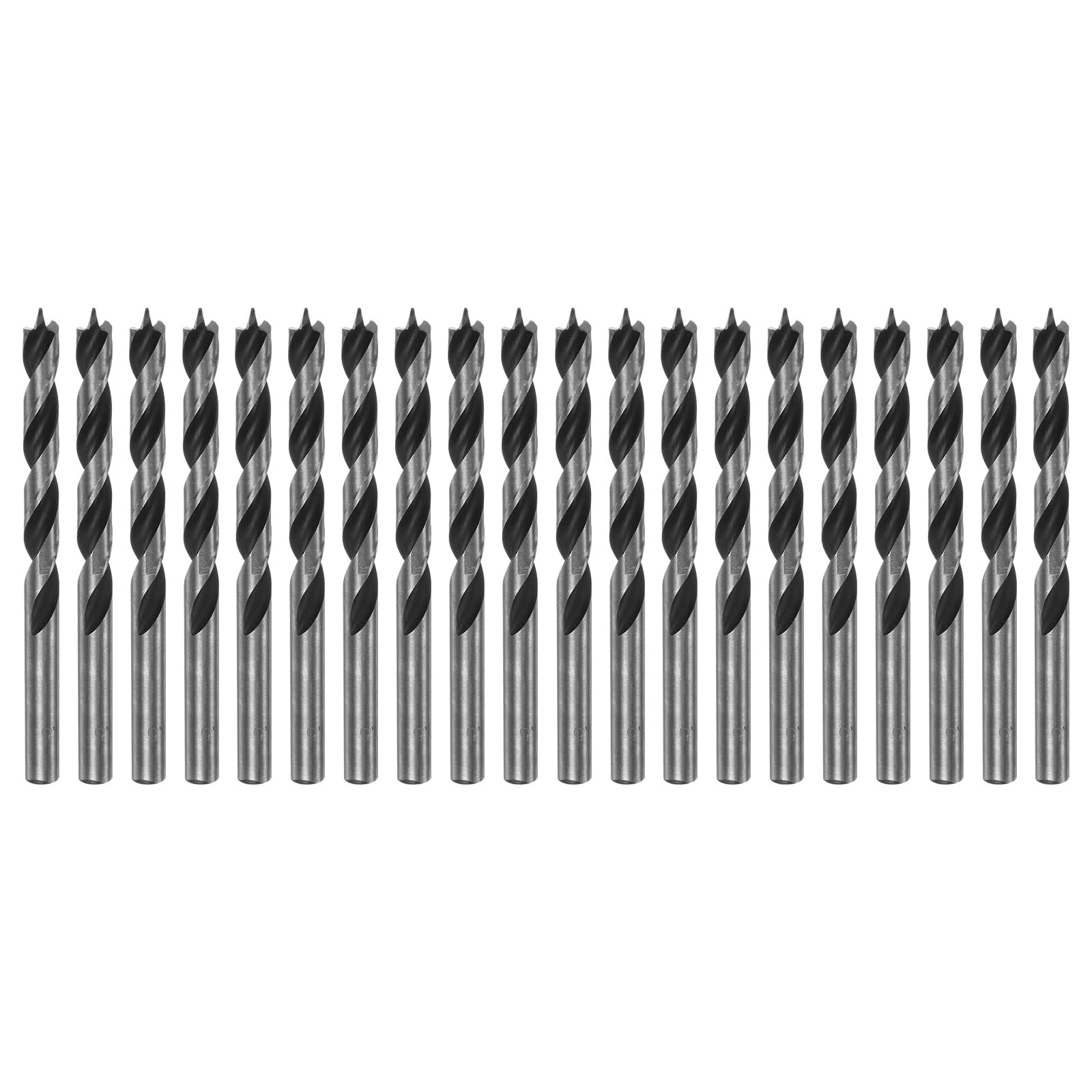 sourcing map 20pcs Brad Point Drill Bits 7.5mm(19/64") Dia Straight Round Shank Drill Metric Brad Point 2.7" Drilling Depth Spiral Twist Drill Bits for Carpenter Woodworking Plastic Rubber