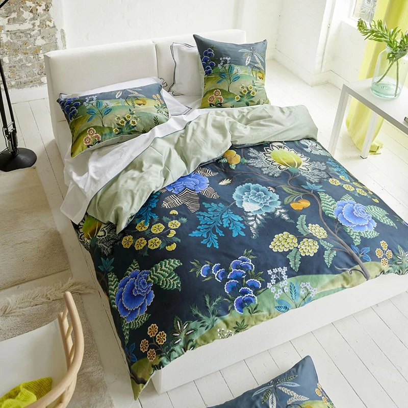 Duvet Cover, Brocade Indigo, 200 x 200 cm, Designers Guild - Image 1