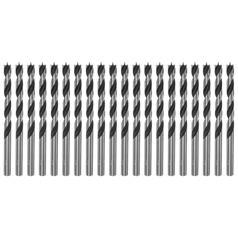 sourcing map 20pcs Brad Point Drill Bits 5.5mm(14/64") Dia Straight Round Shank Drill Metric Brad Point 2.3" Drilling Depth Spiral Twist Drill Bits for Carpenter Woodworking Plastic Rubber