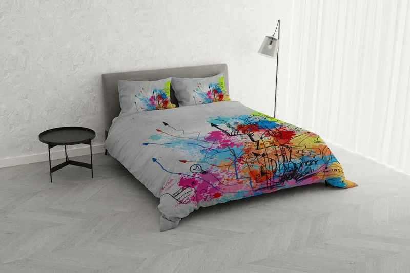 Italian Bed Linen KI-OSA KIO-627 Duvet Cover Set with Digital Print, 100% Soft Cotton, Made in Italy, Double, Double
