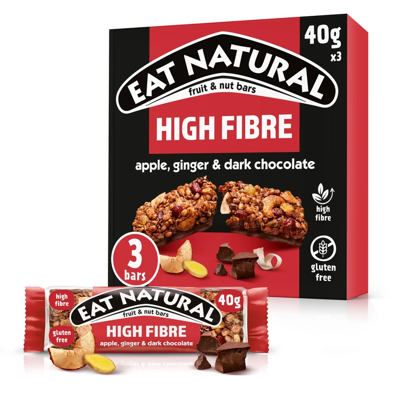 Eat Natural Apple, Ginger & Dark Chocolate Fruit & Nut Bars 3 x 40g