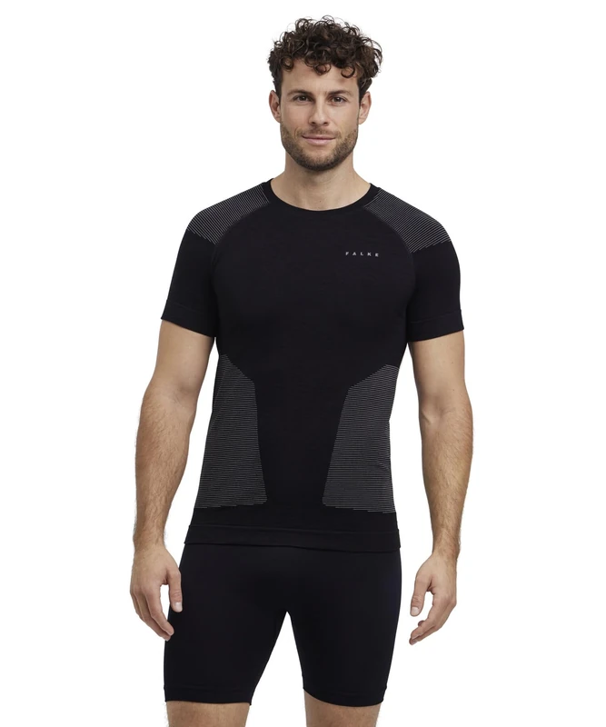 FALKE Men's Wool-Tech Light Protective M S/s Ts Functional Yarn Quick Dry 1 Piece Base Layer Top, Grey Grey-Heather 3757, M