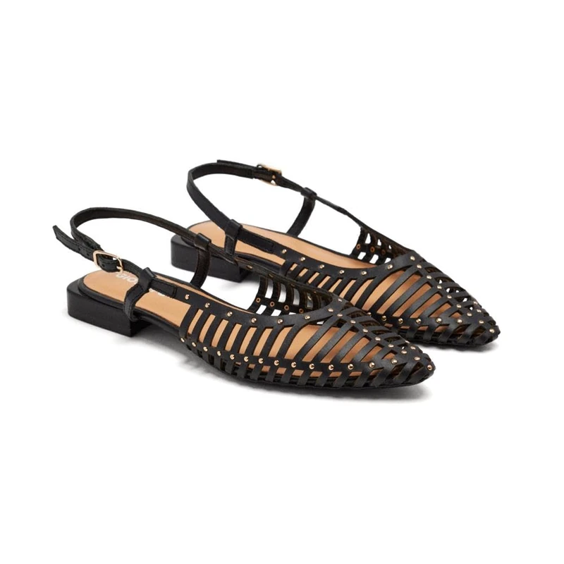 GIOSEPPO Mules Strips Leather Jericho, Black/White, 5 UK