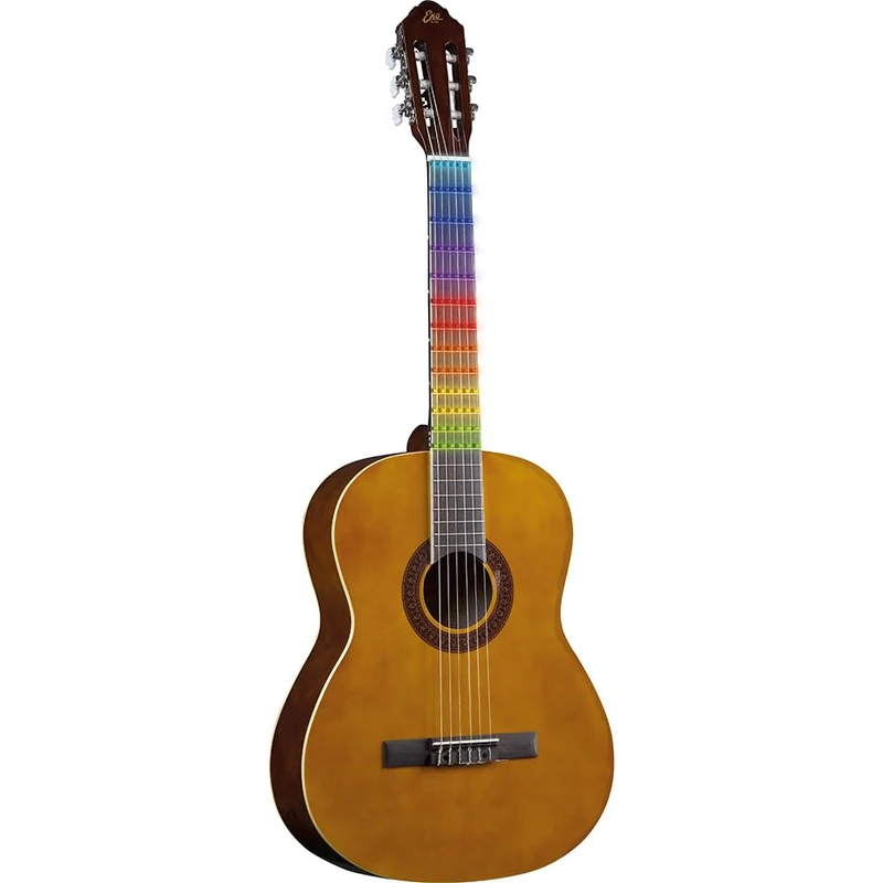EKO Guitars CS-10 Visual Note Classical Guitar, Basswood Top, Laminated Basswood Bands and Back, Birch Neck and Fingerboard, LED Visual Note Foil with Dedicated App, Natural Colour