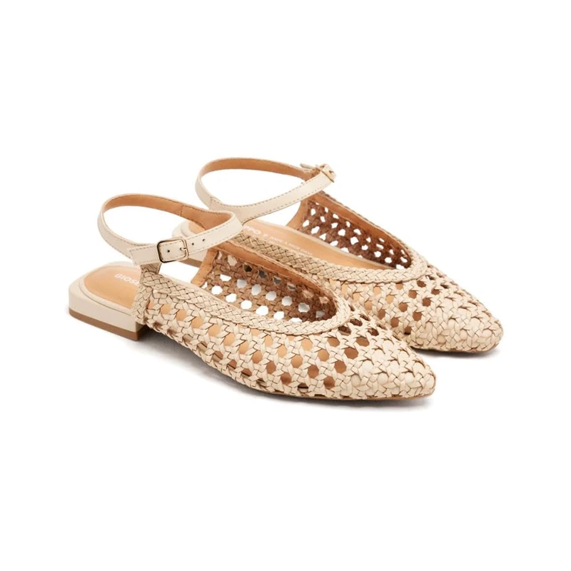 GIOSEPPO Deblois Braided Leather Mules, Ivory White, 6 UK