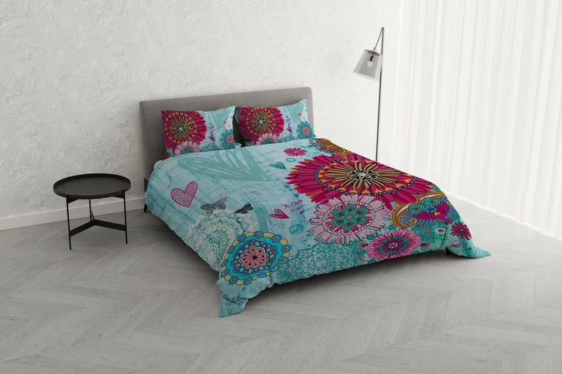Italian Bed Linen KI-OSA KIO-655 Duvet Cover Set with Digital Print, 100% Soft Cotton, Made in Italy, Double, Double