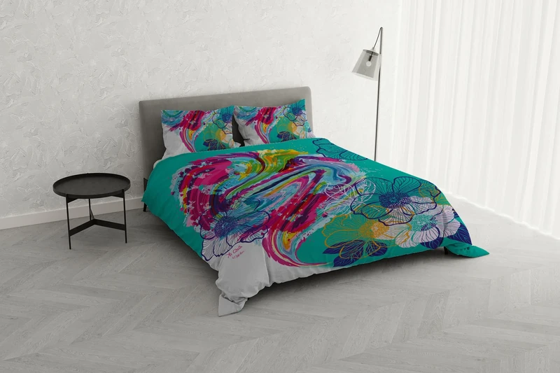 Italian Bed Linen KI-OSA KIO-608 Duvet Cover Set with Digital Print, 100% Soft Cotton, Made in Italy, Double, Double