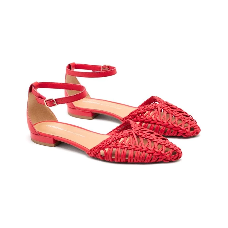 GIOSEPPO Bingham Braided Leather Ballerinas, red, 4 UK