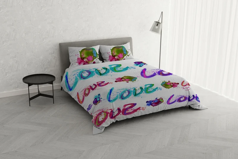 Italian Bed Linen KI-OSA KIO-614 Digital Print Duvet Cover Set, 100% Soft Cotton, Made in Italy, Double, KIO-614