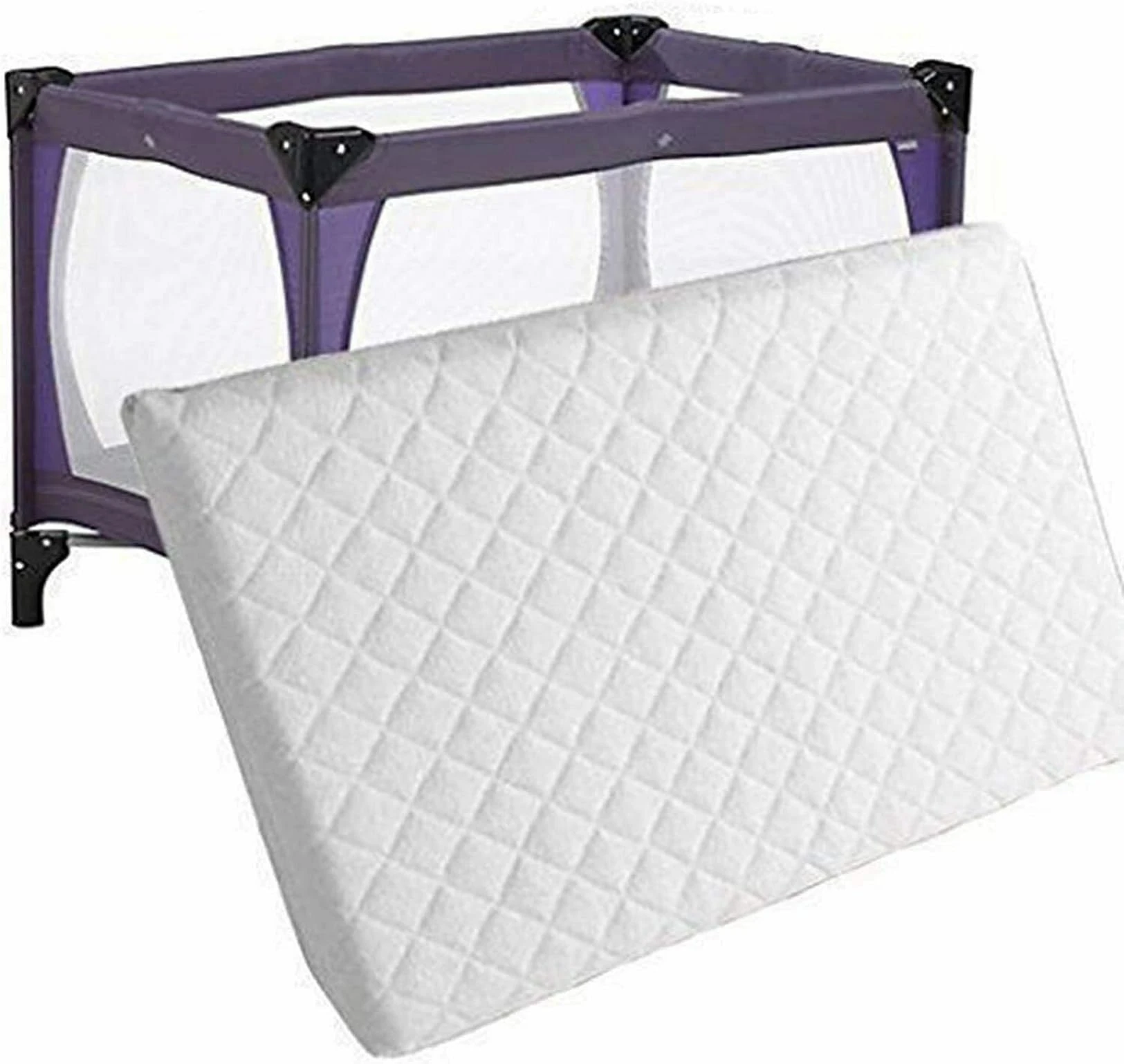 New Quilted Thick Travel Cot Mattress for Baby Compatible fit Red Kite Graco Mamas & Papas 95 x 65 x 5 cm Breathable and Removable Poly cotton cover Nursery Cot Mattress