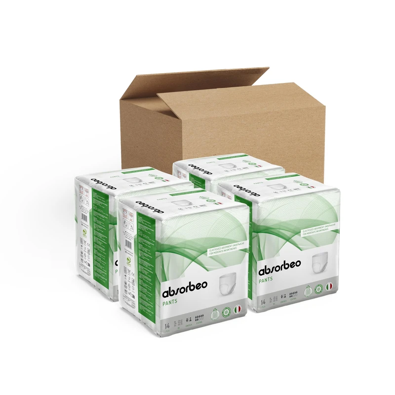 Absorbeo Pants Extra Stretch Absorbent Underpants for Medium Incontinence, Absolute Comfort, Total Protection, Anti-Odour System, Breathable, Unisex, Size M, 6 Packs of 14 (84 Total)