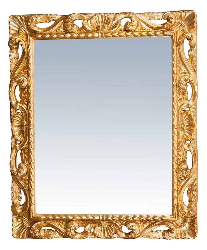 Biscottini - Bedroom Wall Mirror - W94 x D6.5 x H114 cm - Mirror with Frame - Antique Gold Leaf Finish - Vintage Mirror - Made in Italy