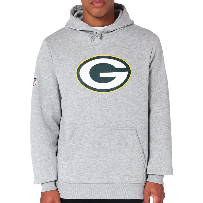 New Era Green Bay Packers NFL Team Logo Hoody Grey Hooded Jumper