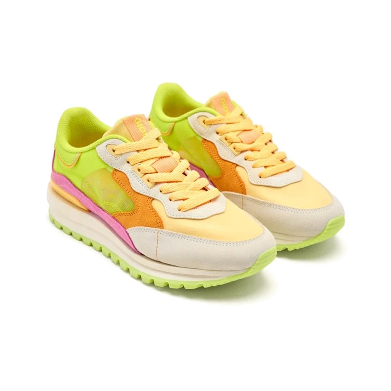 IOLA Grid Leather Sneakers, Lemon Tree, 4 UK