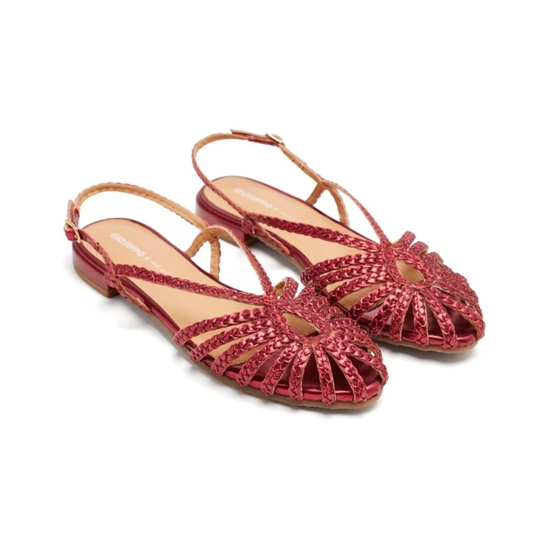 GIOSEPPO Hingham Braided Leather Mules, Burgundy, 8.5 UK