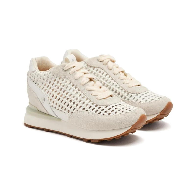 GIOSEPPO Leather And Grid Wedge Sneakers Highgate, white, 8.5 UK