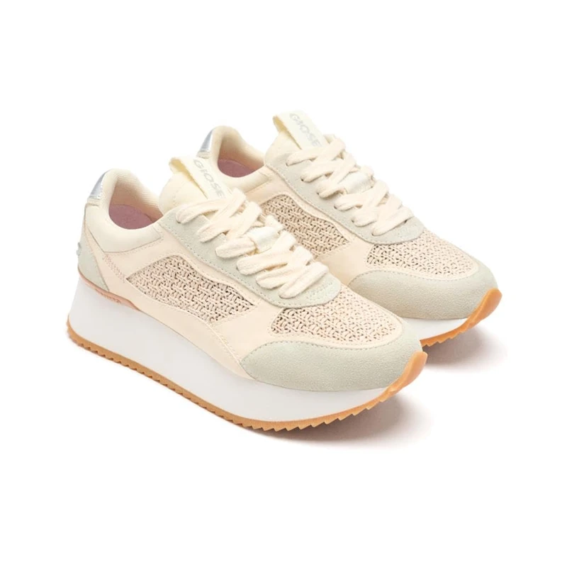 Glover Platform Leather Sneakers, White, 7 UK