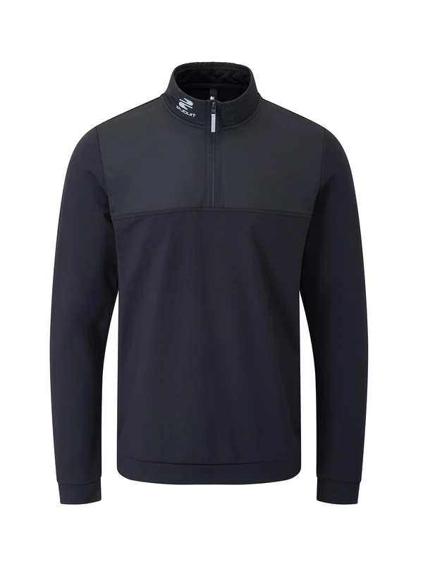 Stuburt Mens Golf Midlayer Thermal Moisture Wicking Active Sport Cardigan Sweater, Black Marl, XL UK