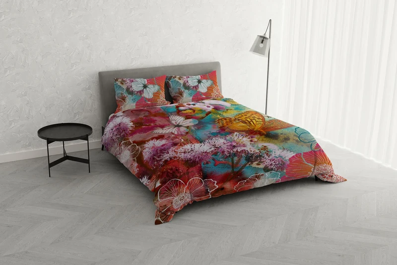 Italian Bed Linen KI-OSA KIO-633 Duvet Cover Set with Digital Print, 100% Soft Cotton, Made in Italy, Double, Double