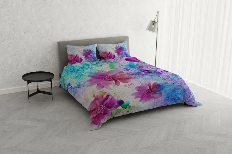 Italian Bed Linen KI-OSA KIO-646 Duvet Cover Set with Digital Print, 100% Soft Cotton, Made in Italy, Double, Double