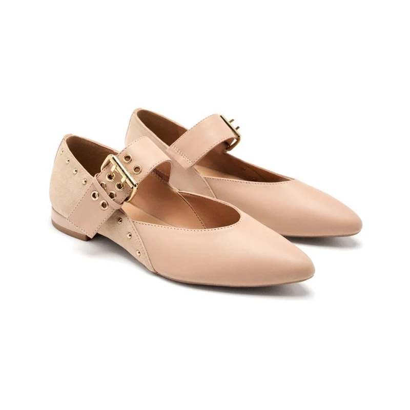 GIOSEPPO Grantham Mary Jane Flat Shoes, Nude, 4 UK