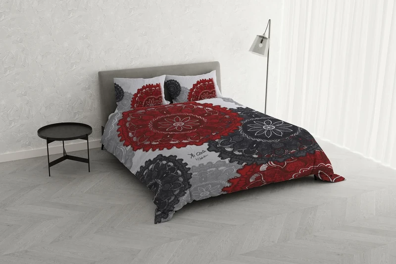 Italian Bed Linen KI-OSA KIO-623 Digital Print Duvet Cover Set, 100% Soft Cotton, Made in Italy, Double, KIO-623
