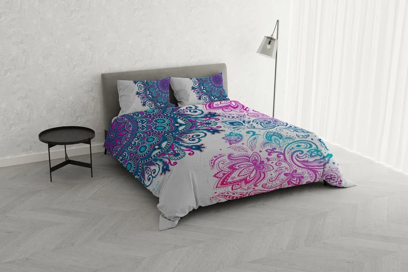 Italian Bed Linen KI-OSA KIO-601 Digital Print Duvet Cover Set, 100% Soft Cotton, Made in Italy, Double, KIO-601