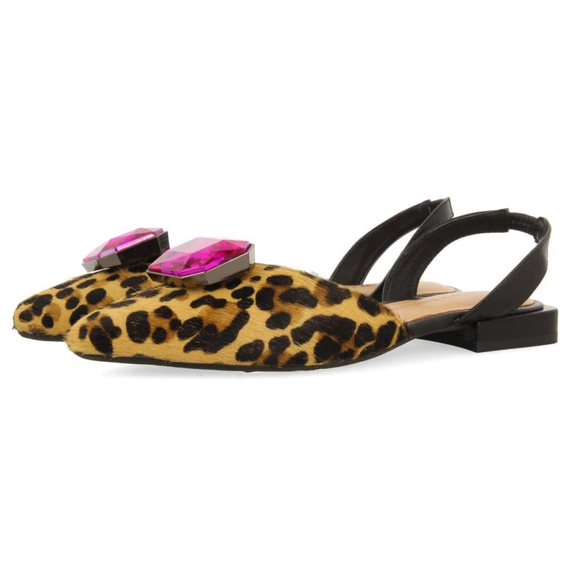 GIOSEPPO Leopard Hughes Fur Mules, Leopard, 5 UK