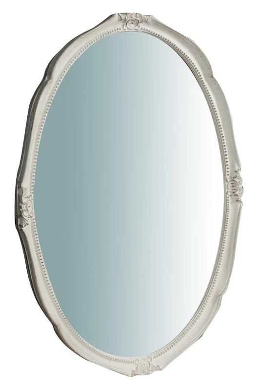 Biscottini - Wall Mirror Vertical/Horizontal Wood Antique White Finish W53xD3.5xH72 cm - Entrance Wall Mirror - Framed Mirror - Vintage Mirror