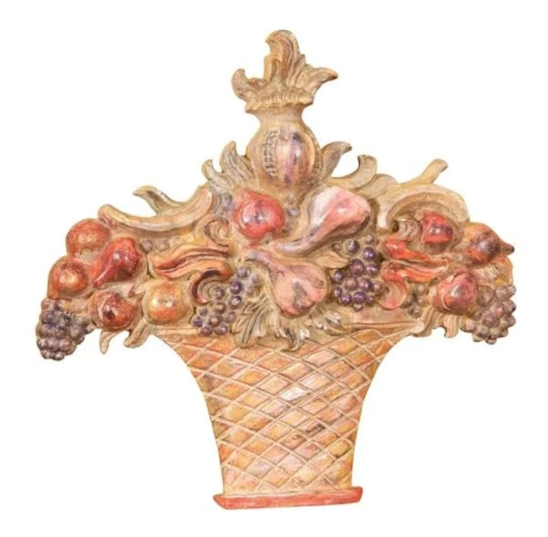 Biscottini - Frieze Wooden Fruit Basket in Antique Polychrome Finish Made in Italy - L56xPR8xH57 - Fruit Bowl - Polychrome Antique Finish - Wood - Made in Italy - Image 1