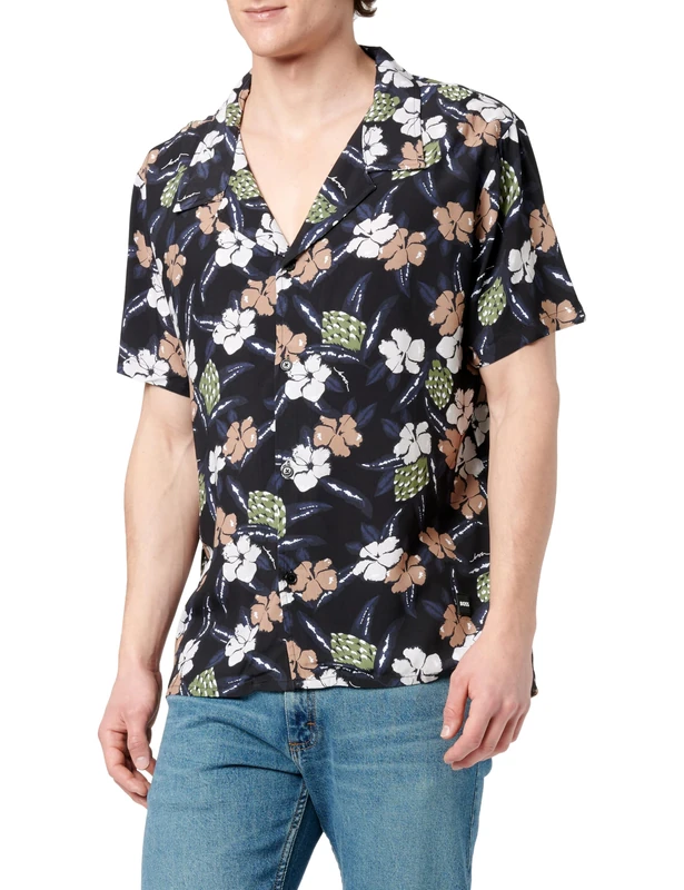 BOSS Men's Beach Shirt 10268906 01 Beach_T_Shirt, 3Black,