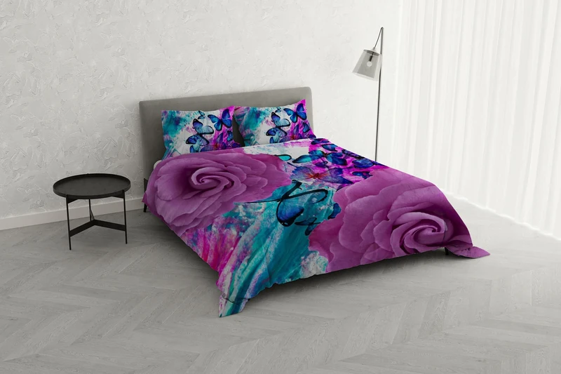 Italian Bed Linen KI-OSA KIO-645 Digital Print Duvet Cover Set, 100% Soft Cotton, Made in Italy, Double, KIO-645