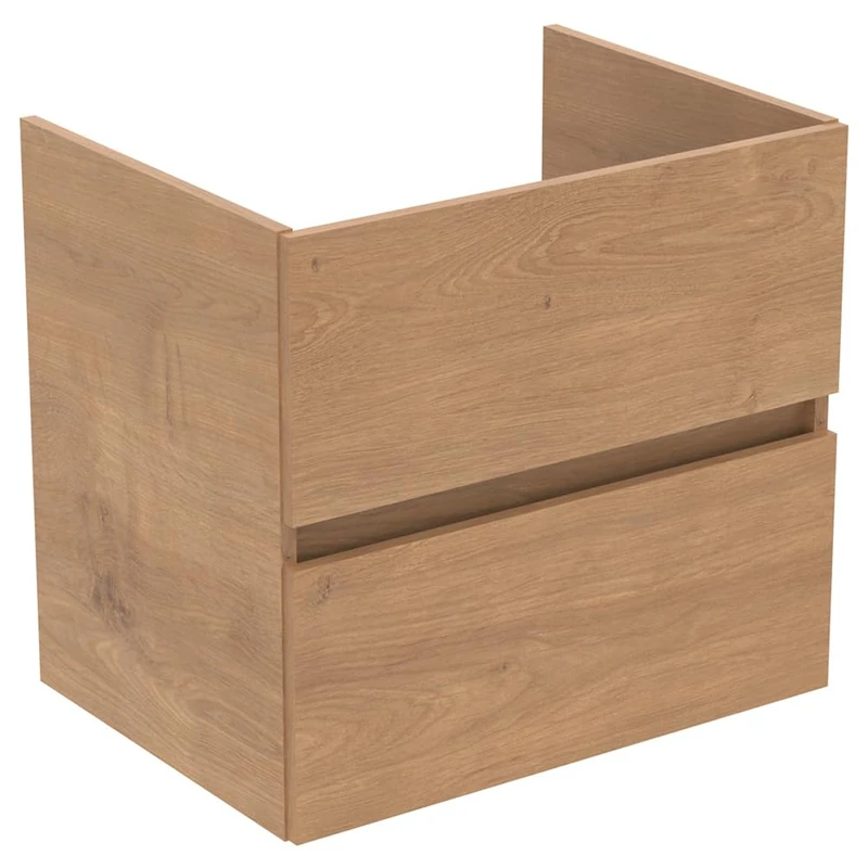 Ideal Standard Bathroom Vanity Units Eurovit+ 60cm wall mounted vanity unit with 2 drawers, R0259Y8, Natural Oak