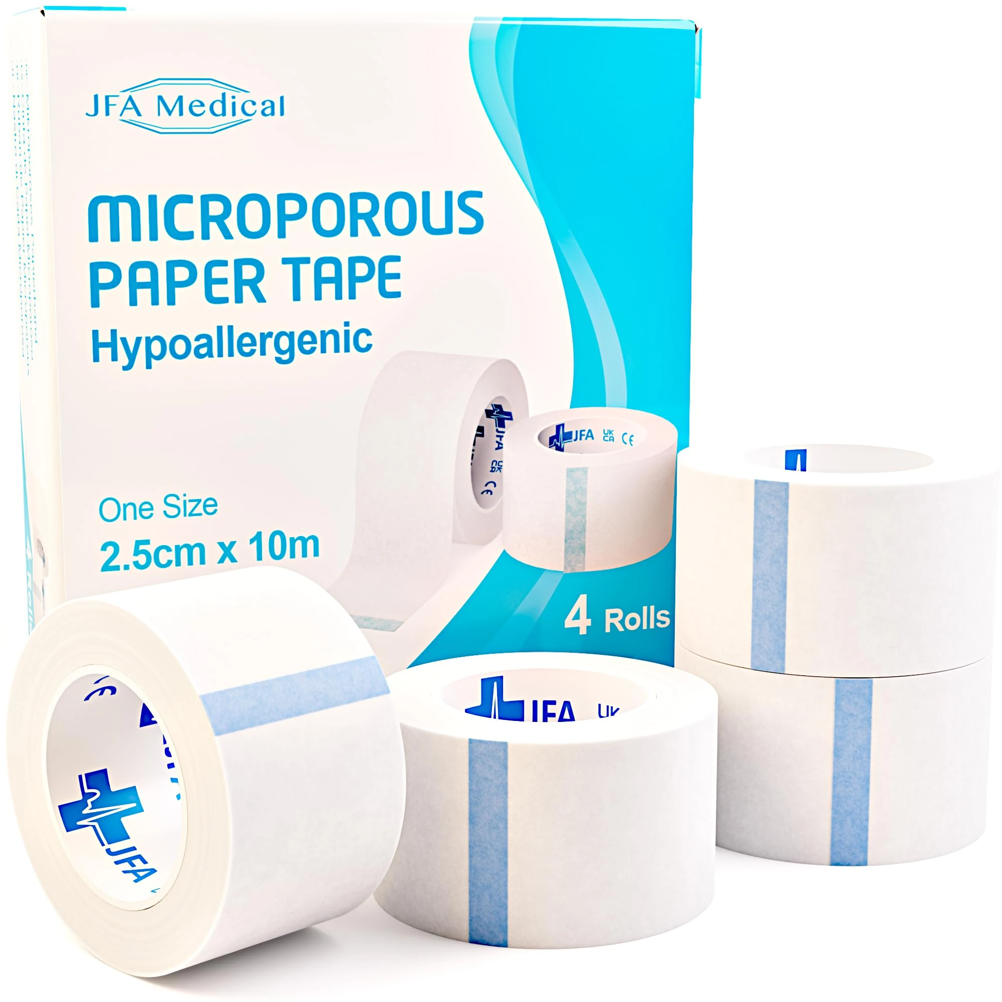 JFA Medical Microporous Surgical Tape First Aid Medical Tape 2.5cm x 10m - Pack of 4 Rolls