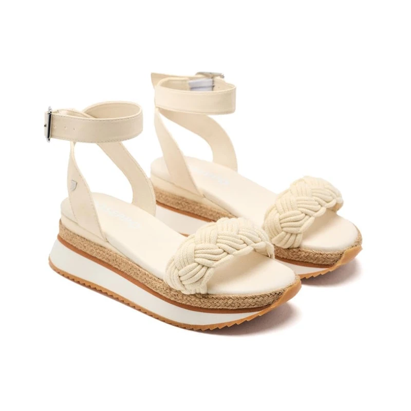 GIOSEPPO Hampstead Raffia Platform Braided Sandals, natural, 7 UK