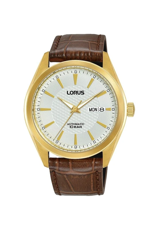 Lorus Men's Analogue Automatic Watch with Stainless Steel Strap, Silver/Black, Gold, Standard Size, Strap.