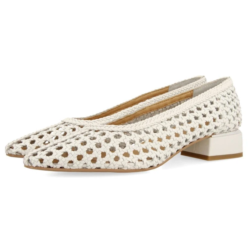 GIOSEPPO Eastham Braided Leather Salons, white, 6 UK