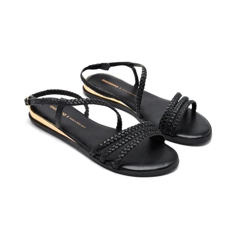 GIOSEPPO Women's Brentwood Flat Sandal, Black/White, 5 UK