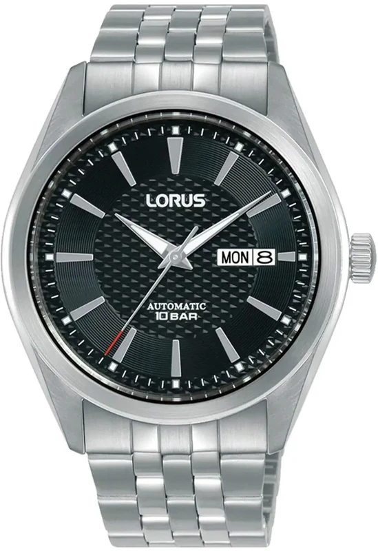 Lorus Men's Analogue Automatic Watch with Stainless Steel Strap Silver/Black, Silver/Black, Unit of Measure Bracelet