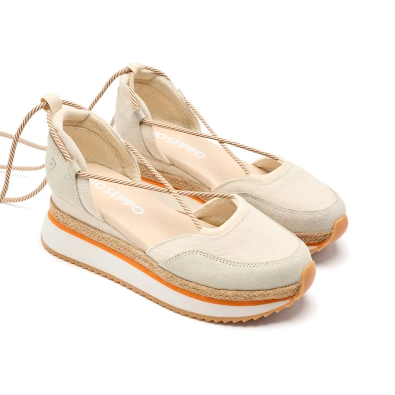 GIOSEPPO Raffia Chittenden Platform Leather Sports Sandals, beige, 8 UK