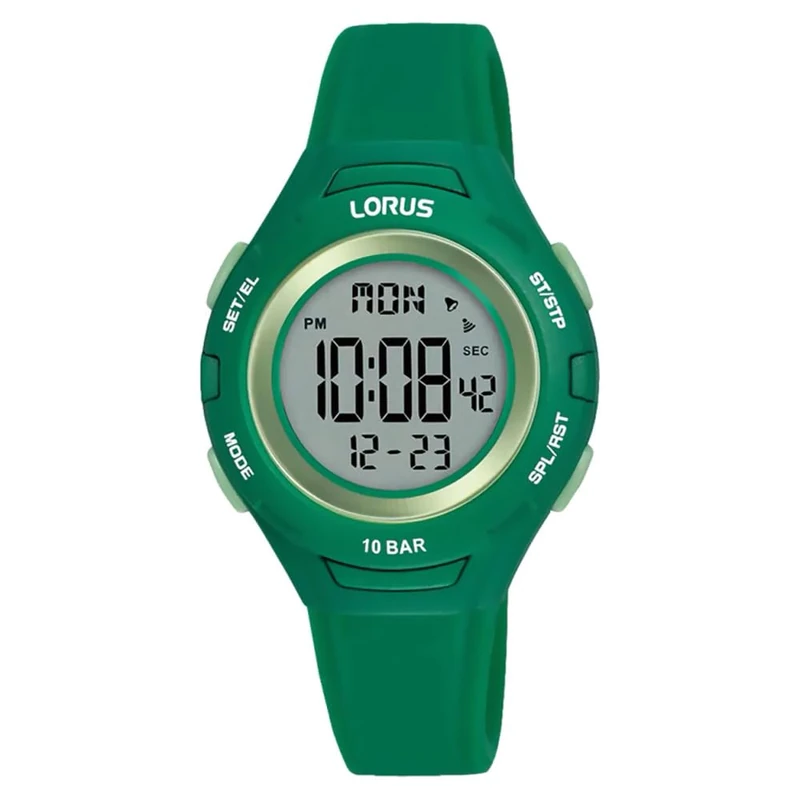 Lorus Boys Digital Quartz Watch with Silicone Strap R2391PX9, Green