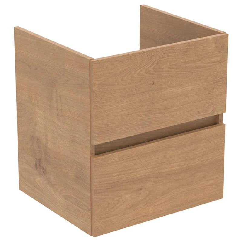 Ideal Standard Bathroom Vanity Units Eurovit+ 50cm wall mounted vanity unit with 2 drawers, R0256Y8, Natural Oak