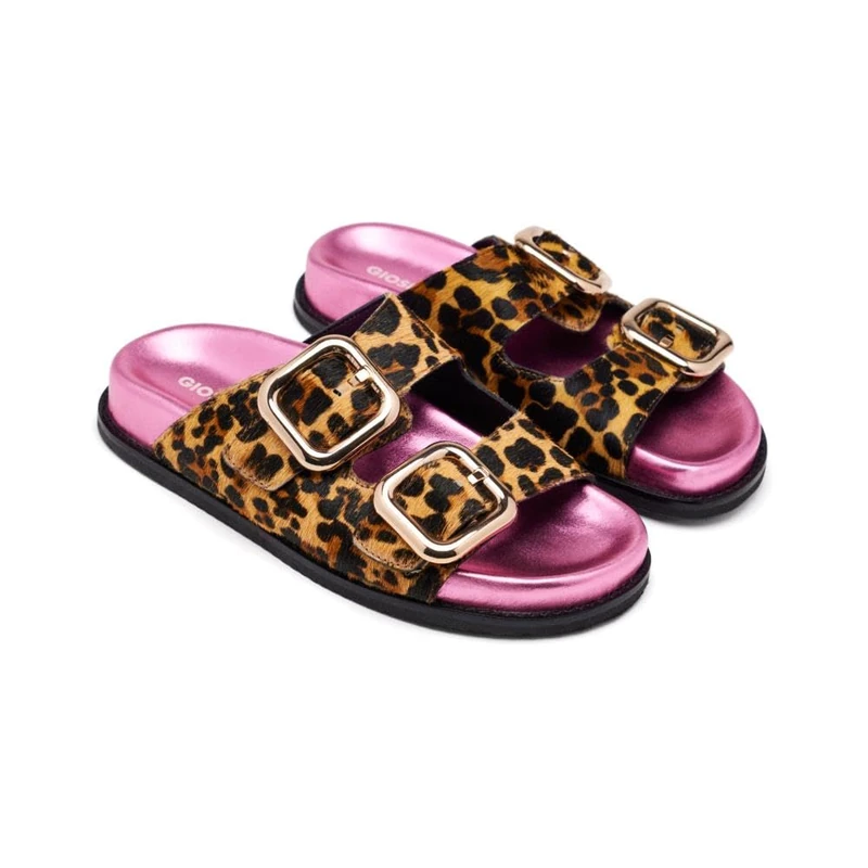 GIOSEPPO Mifflin Leopard Leather Sandals, leopard, 7 UK