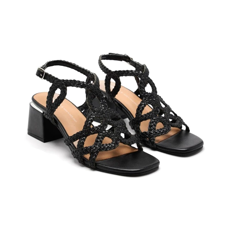 GIOSEPPO Women's Crescent Sandal, Black/White, 2.5 UK