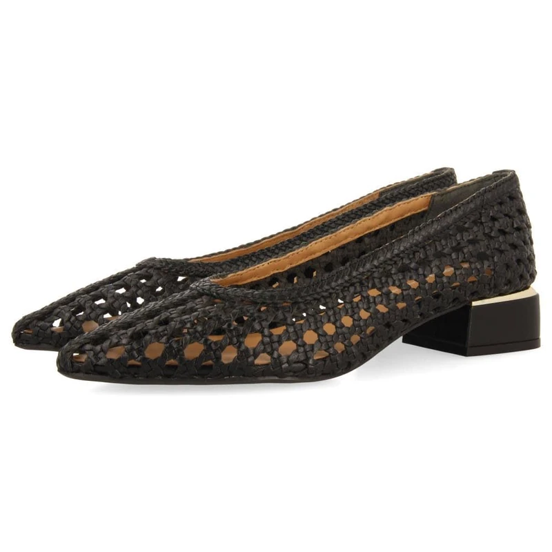 GIOSEPPO Eastham Braided Leather Salons, Black/White, 7 UK