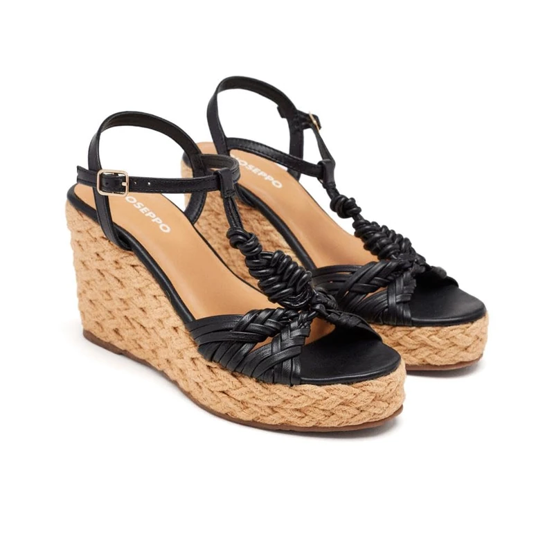 GIOSEPPO Women's Castine Espadrille Wedge Sandal, Black/White, 3.5 UK